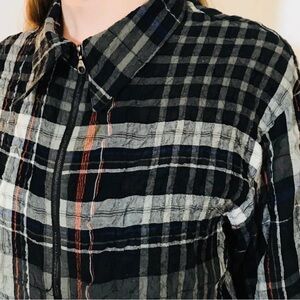 BABETTE PLAID CRINKLE JACKET ZIP UP L 0137